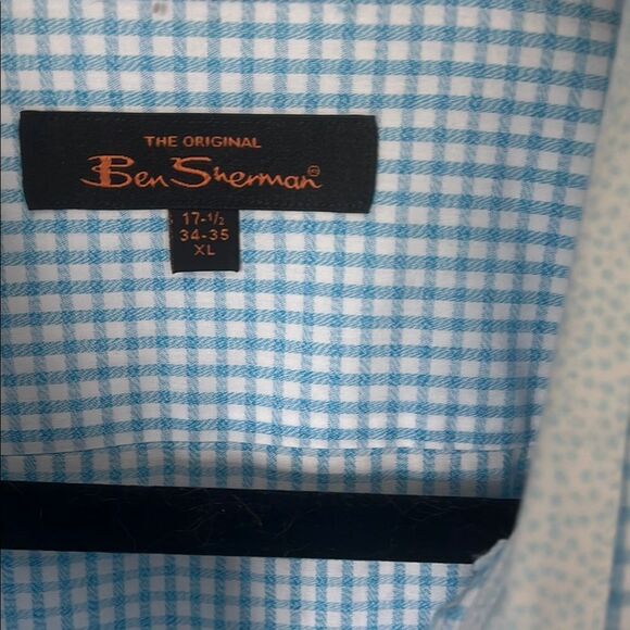 Ben Sherman Original Mens Dress Shirt XL Blue Gingham Check Long Sleeve - Picture 2 of 9